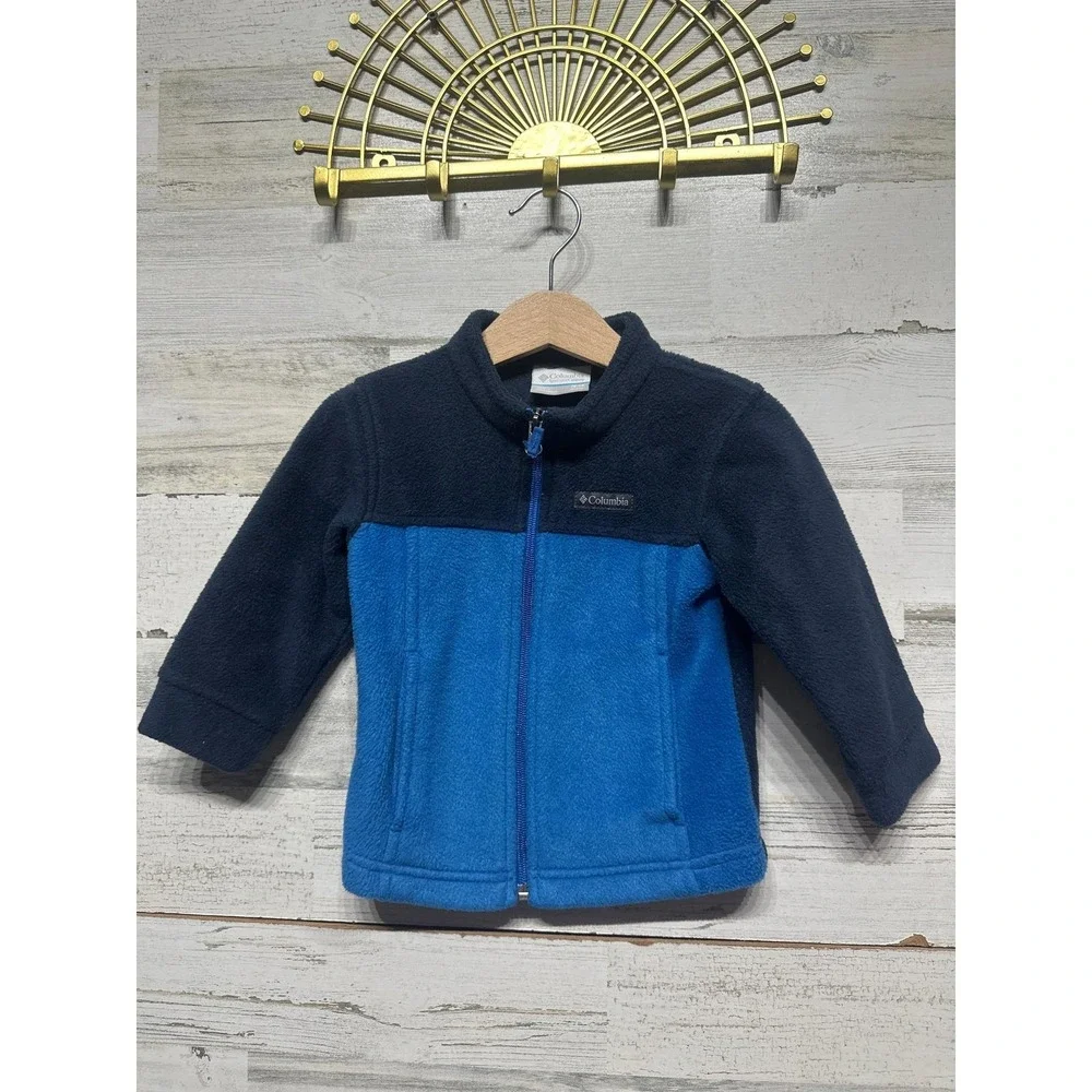 Columbia Fleece Jacket Kids 12-18M Blue Colorblock Full Zip EUC